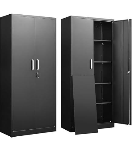 Yizosh Metal Storage Locking Cabinet with 4 Doors and 2 Adjustable